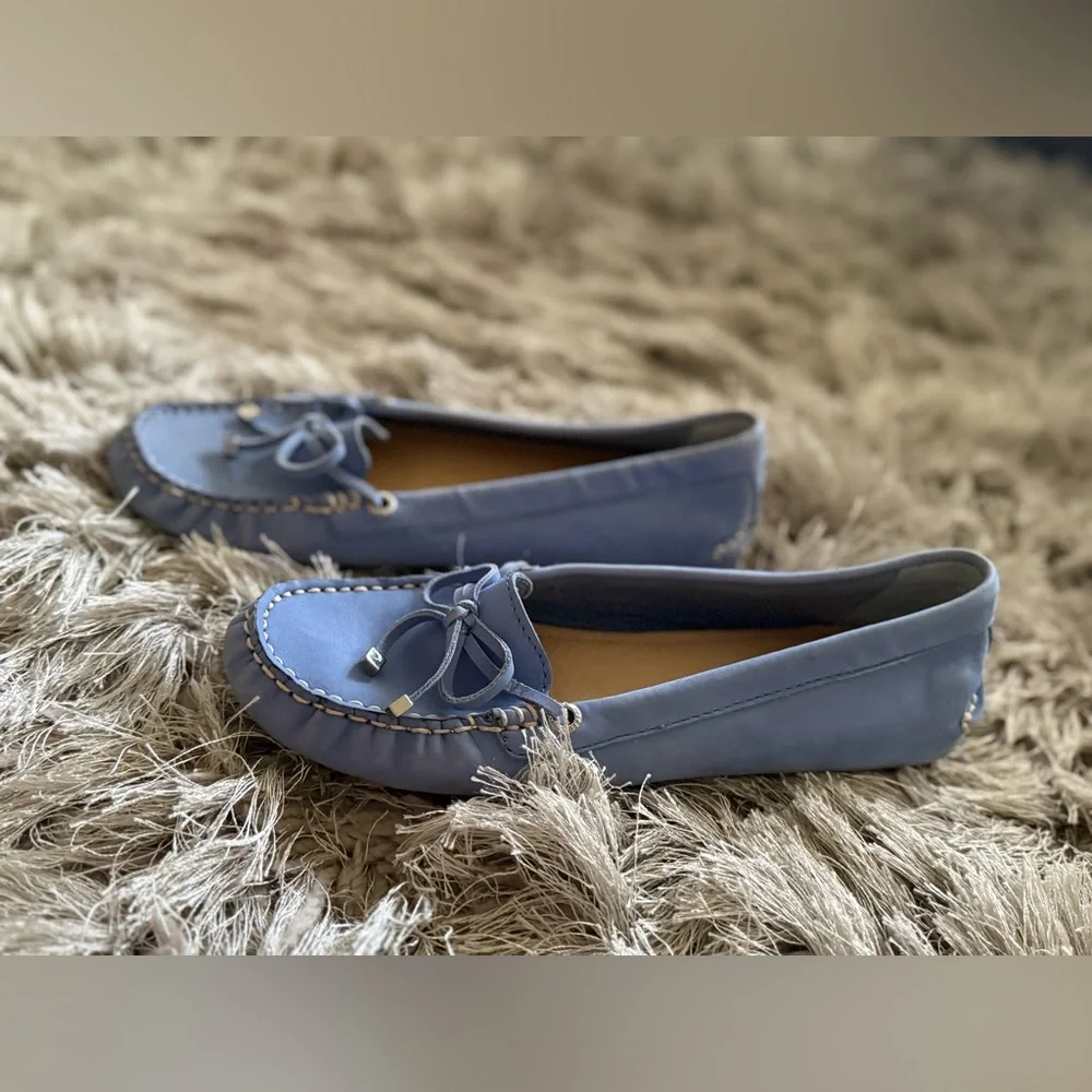 Sperry Light Blue Leather Moccasin Loafers - Picture 3 of 5